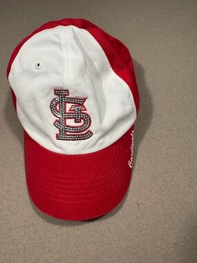 St. Louis Cardinals Red & White silver sequins Logo adjustable Cap